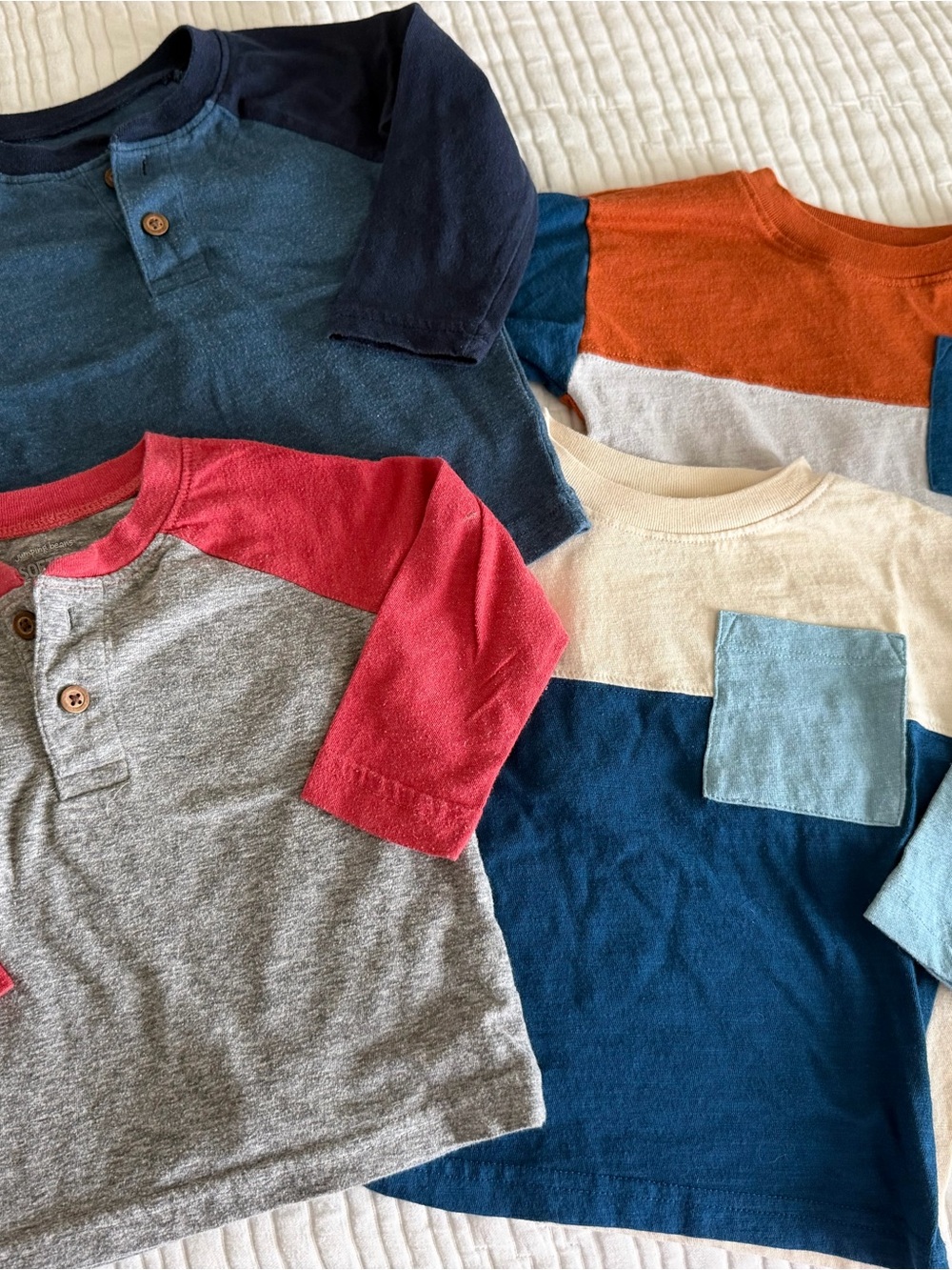 Toddler Colorblock Long-Sleeve Tees Size 12M